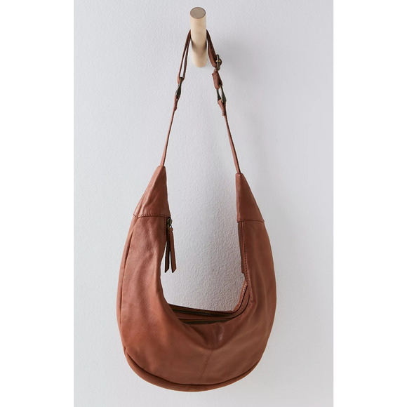 NEW FREE PEOPLE BRONZER BROWN IDLE HANDS LEATHER SLING CROSSBODY BAG PURSE - Picture 4 of 12